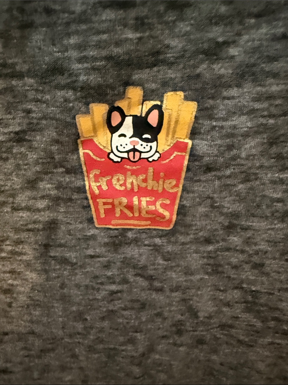 Wallflower Blue-Grey Short Sleeve Tee with Frenchie Fries Patch - Picture 2 of 2